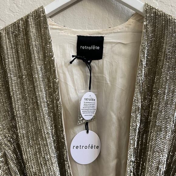 NEW $635 Retrofete Gabrielle Robe Dress Silver Sequin - Picture 9 of 10